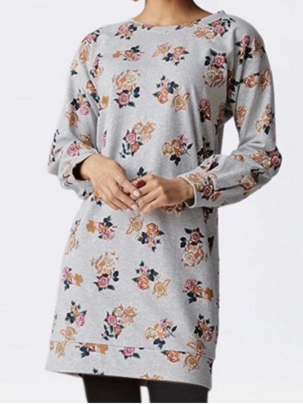 Matilda Jane Gray Floral Tunic with Pink & Brown Roses